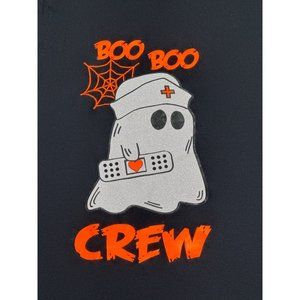 Gildan Shirt Kids Small Black Ghost Halloween Boo Boo Crew Crewneck Tee Nurse